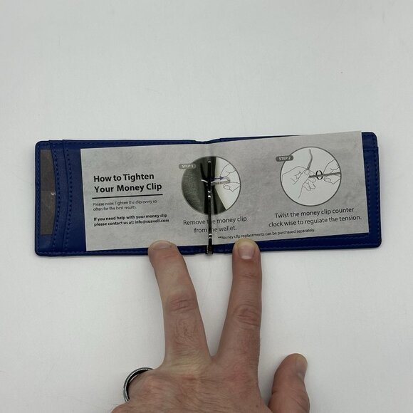 Suavell Ocean Stone Pilot Leather Slim Bi-Fold Wallet for Men RFID Money Clip - Picture 9 of 15